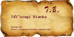 Tószegi Bianka névjegykártya